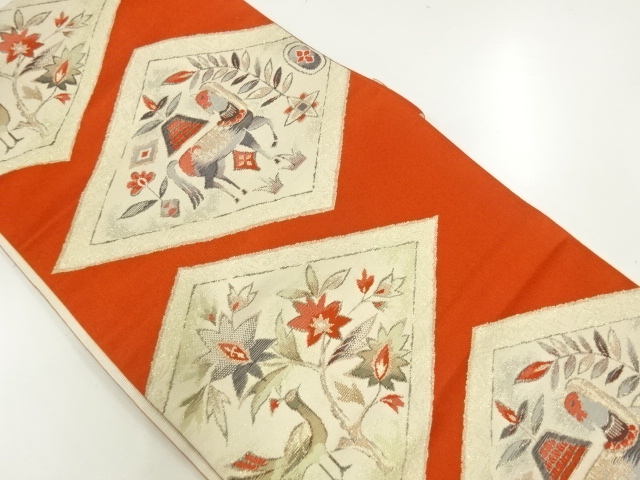 JAPANESE NAGOYA OBI / WOVEN FLOWER & BIRD